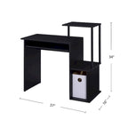 Rustic Wood Computer Desk with Keyboard Tray, 2 Open Storage Compartments & Desktop Shelf