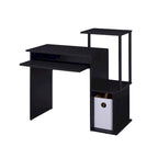 Rustic Wood Computer Desk with Keyboard Tray, 2 Open Storage Compartments & Desktop Shelf