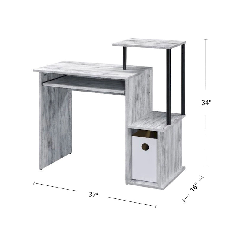 Rustic Wood Computer Desk with Keyboard Tray, 2 Open Storage Compartments & Desktop Shelf