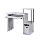 Rustic Wood Computer Desk with Keyboard Tray, 2 Open Storage Compartments & Desktop Shelf