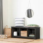 Entryway Storage Bench with 3 Open Cubbies, Non-Toxic Laminate Particleboard, 4 Colors