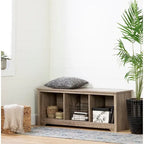 Entryway Storage Bench with 3 Open Cubbies, Non-Toxic Laminate Particleboard, 4 Colors