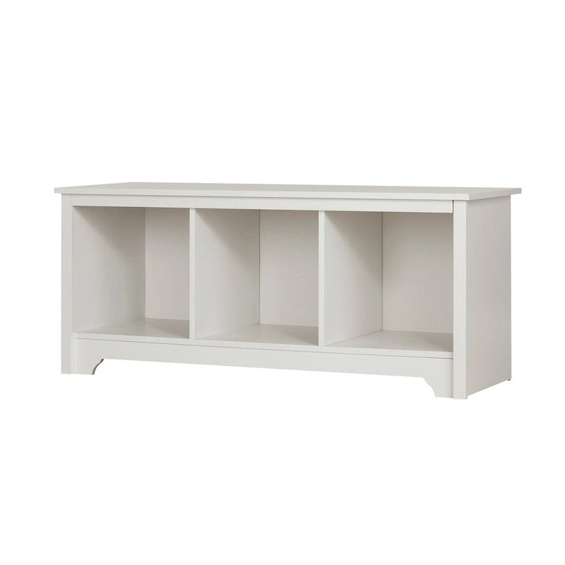Entryway Storage Bench with 3 Open Cubbies, Non-Toxic Laminate Particleboard, 4 Colors