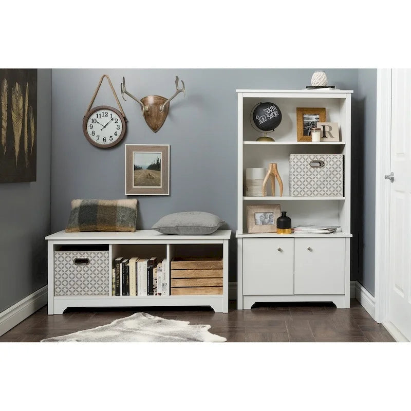 Entryway Storage Bench with 3 Open Cubbies, Non-Toxic Laminate Particleboard, 4 Colors