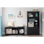 Entryway Storage Bench with 3 Open Cubbies, Non-Toxic Laminate Particleboard, 4 Colors