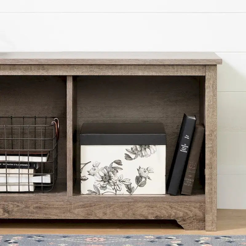 Entryway Storage Bench with 3 Open Cubbies, Non-Toxic Laminate Particleboard, 4 Colors