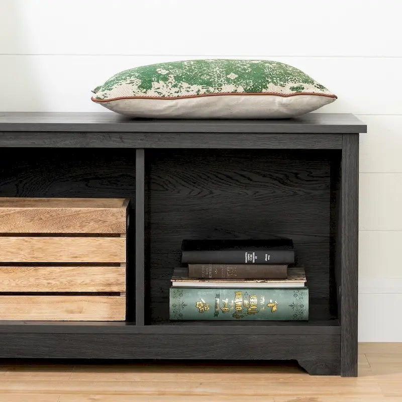 Entryway Storage Bench with 3 Open Cubbies, Non-Toxic Laminate Particleboard, 4 Colors
