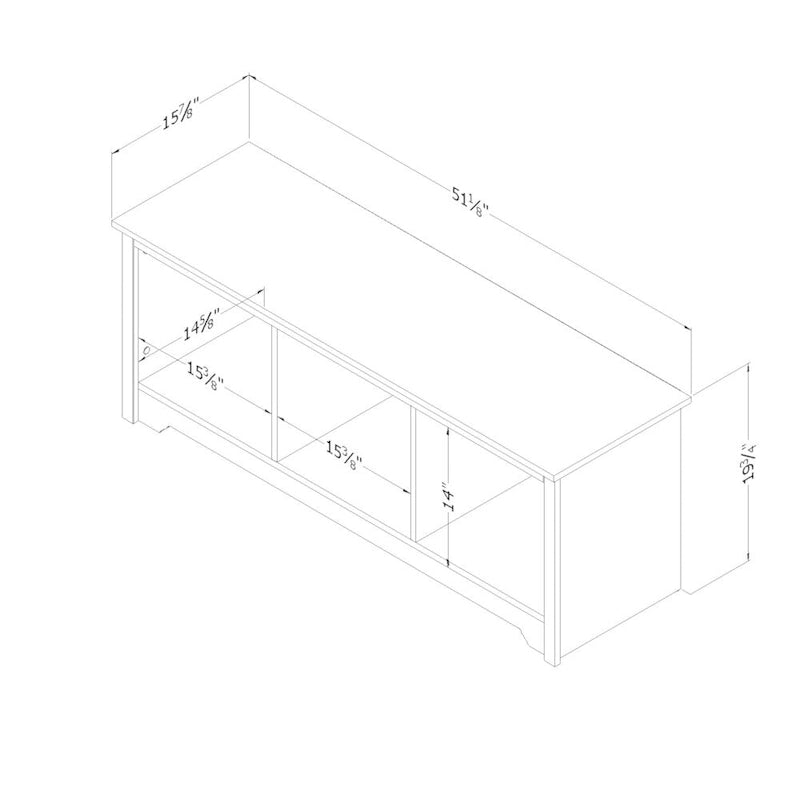 Entryway Storage Bench with 3 Open Cubbies, Non-Toxic Laminate Particleboard, 4 Colors