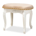 Gabrielle Traditional French Country Upholstered Vanity Ottoman