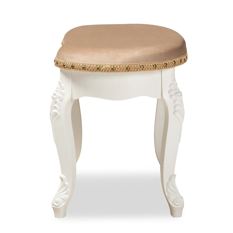 Gabrielle Traditional French Country Upholstered Vanity Ottoman