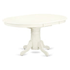 Asian Wood Oval Dining Set, Butterfly Leaf Pedestal Table & Slatted Back Chairs, Linen White