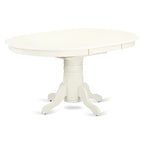 Asian Wood Oval Dining Set, Butterfly Leaf Pedestal Table & Slatted Back Chairs, Linen White