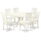 Asian Wood Oval Dining Set, Butterfly Leaf Pedestal Table & Slatted Back Chairs, Linen White