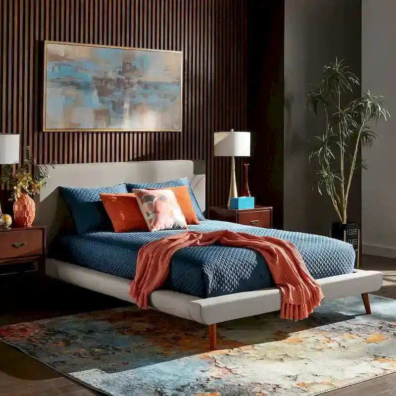 Laurencia Mid-Century Upholstered Platform Bed by 