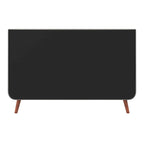 Mid-Century Fully Upholstered Platform Bed, Welted Edges & Angled Tapered Solid Wood Legs