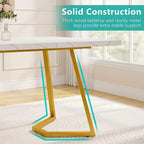 55" Faux Marble Dining Table for 4-6, White/Gold Metal Frame, 3 Color Options