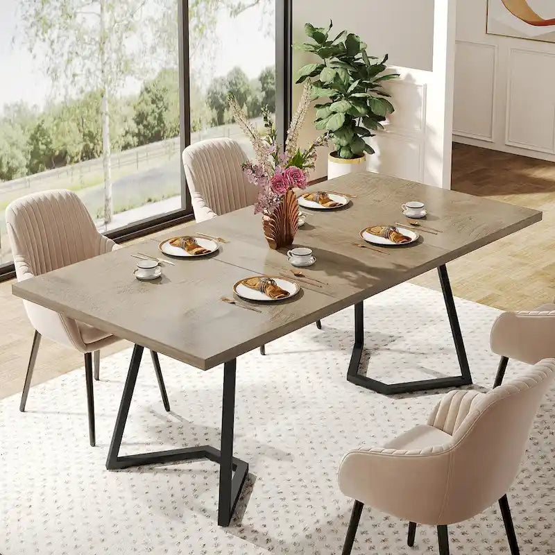 55" Faux Marble Dining Table for 4-6, White/Gold Metal Frame, 3 Color Options