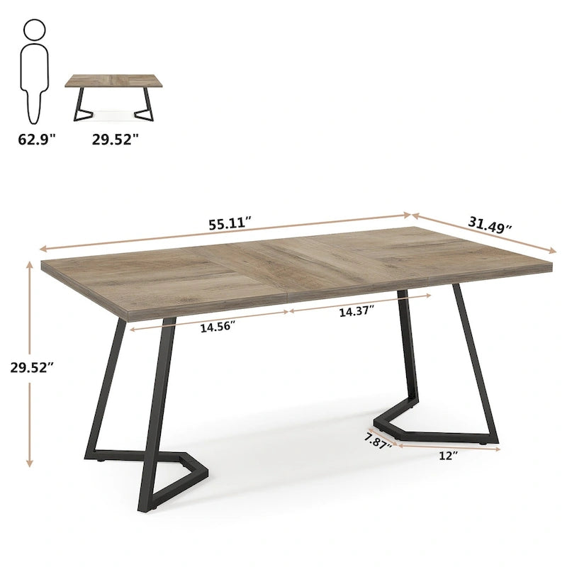55" Faux Marble Dining Table for 4-6, White/Gold Metal Frame, 3 Color Options