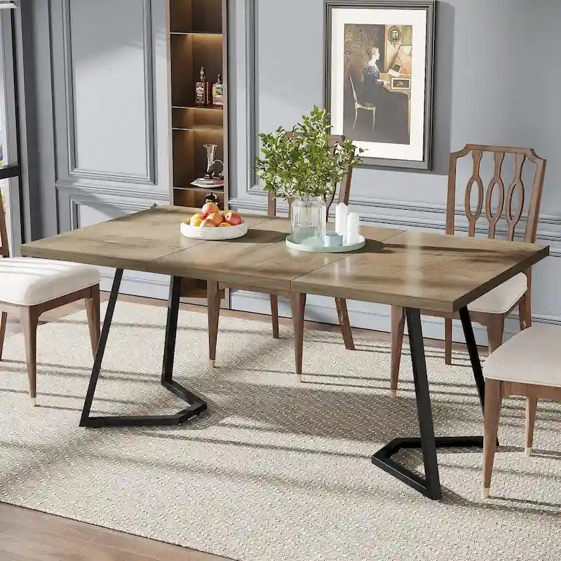55" Faux Marble Dining Table for 4-6, White/Gold Metal Frame, 3 Color Options
