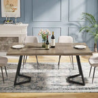 55" Faux Marble Dining Table for 4-6, White/Gold Metal Frame, 3 Color Options