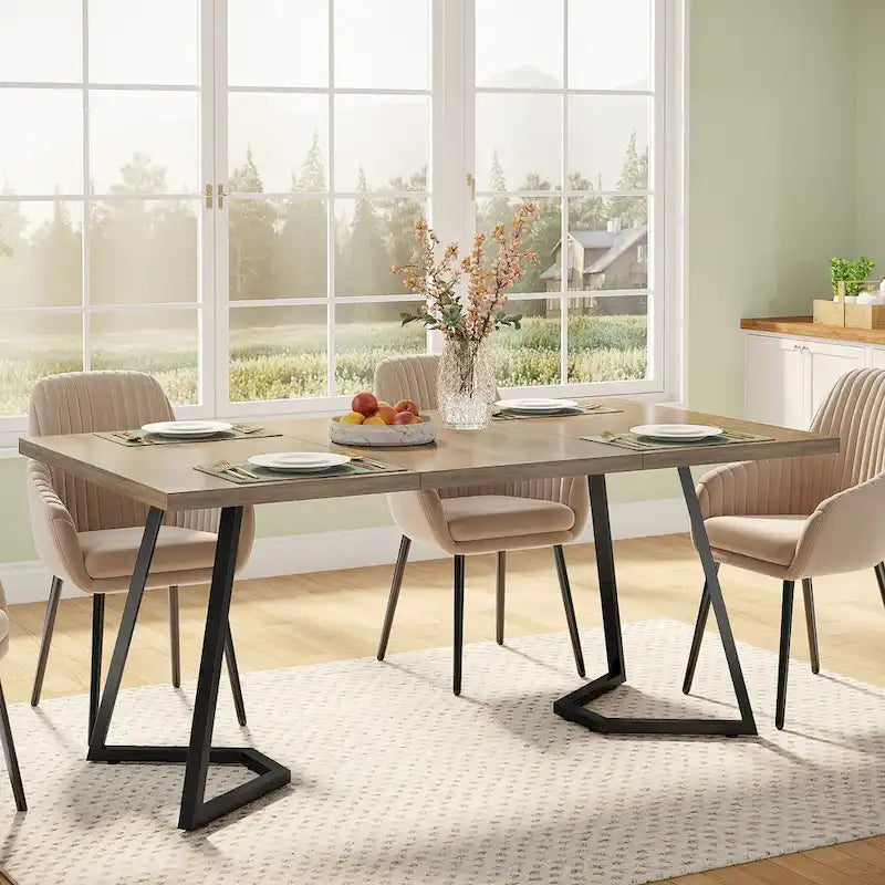 55" Faux Marble Dining Table for 4-6, White/Gold Metal Frame, 3 Color Options