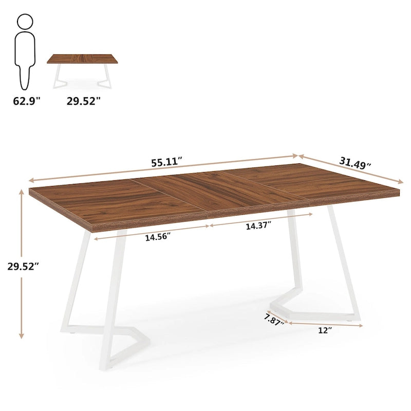 55" Faux Marble Dining Table for 4-6, White/Gold Metal Frame, 3 Color Options