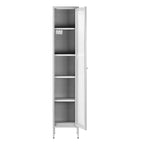 71" Steel Storage Cabinet with Acrylic Glass Door & Adjustable Metal Shelves, White Finish