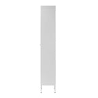 71" Steel Storage Cabinet with Acrylic Glass Door & Adjustable Metal Shelves, White Finish