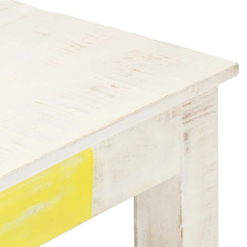 Solid Mango Wood Coffee Table 43.3x23.6x17.7", Whitewash Finish, Unique Natural Wood Grain