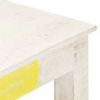 Solid Mango Wood Coffee Table 43.3x23.6x17.7", Whitewash Finish, Unique Natural Wood Grain