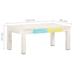 Solid Mango Wood Coffee Table 43.3x23.6x17.7", Whitewash Finish, Unique Natural Wood Grain