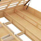 Full Size Solid Wood Platform Bed with Under-Bed Storage Compartment & 2 Drawers, Natural