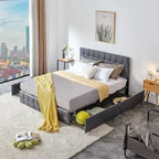 Full Size Platform Bed Frame with 4 Storage Drawers