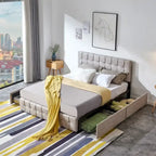Full Size Platform Bed Frame with 4 Storage Drawers