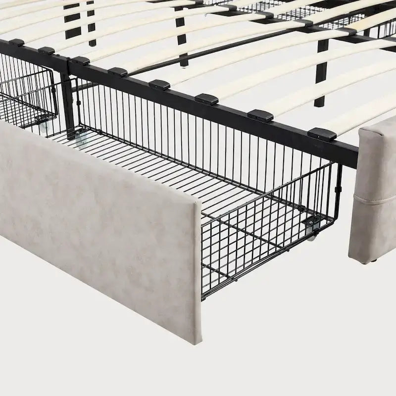 Full Size Platform Bed Frame with 4 Storage Drawers