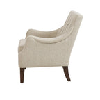 Vintage Button Tufted Accent Chair with Solid Wood Espresso Legs & Removable Cushion