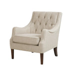 Vintage Button Tufted Accent Chair with Solid Wood Espresso Legs & Removable Cushion
