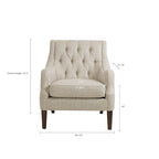 Vintage Button Tufted Accent Chair with Solid Wood Espresso Legs & Removable Cushion