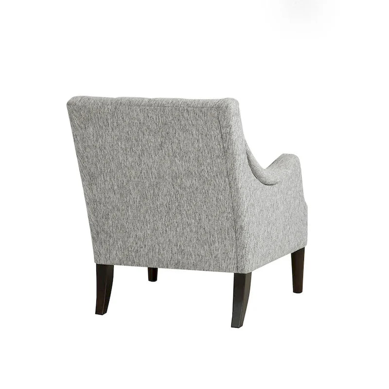 Vintage Button Tufted Accent Chair with Solid Wood Espresso Legs & Removable Cushion