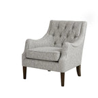 Vintage Button Tufted Accent Chair with Solid Wood Espresso Legs & Removable Cushion