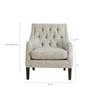 Vintage Button Tufted Accent Chair with Solid Wood Espresso Legs & Removable Cushion