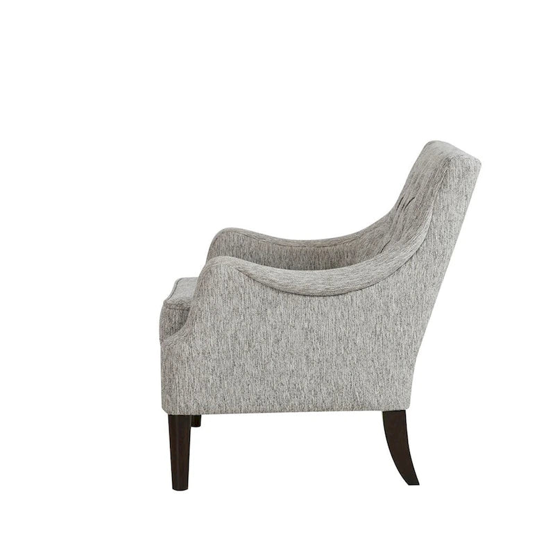 Vintage Button Tufted Accent Chair with Solid Wood Espresso Legs & Removable Cushion