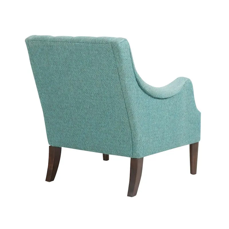Vintage Button Tufted Accent Chair with Solid Wood Espresso Legs & Removable Cushion