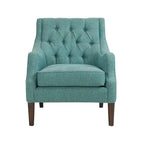 Vintage Button Tufted Accent Chair with Solid Wood Espresso Legs & Removable Cushion