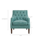 Vintage Button Tufted Accent Chair with Solid Wood Espresso Legs & Removable Cushion