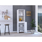 Kitchen Pantry Single Door Cabinet, Interior and External Shelves, White Finish