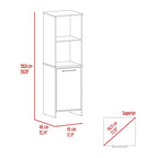Kitchen Pantry Single Door Cabinet, Interior and External Shelves, White Finish