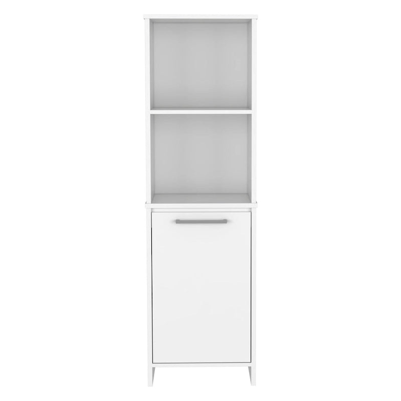 Kitchen Pantry Single Door Cabinet, Interior and External Shelves, White Finish