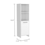 Kitchen Pantry Single Door Cabinet, Interior and External Shelves, White Finish