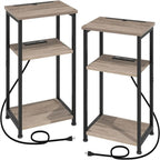 Narrow Side Table with Charging Station - 15.35D x 11.8W x 22.8H